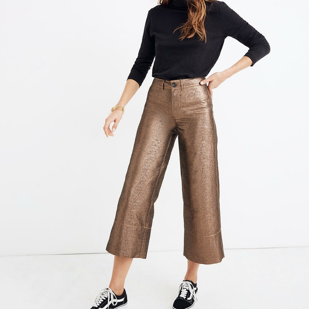 Madewell Emmett Wide Leg Crop Metallic Sand Bronze